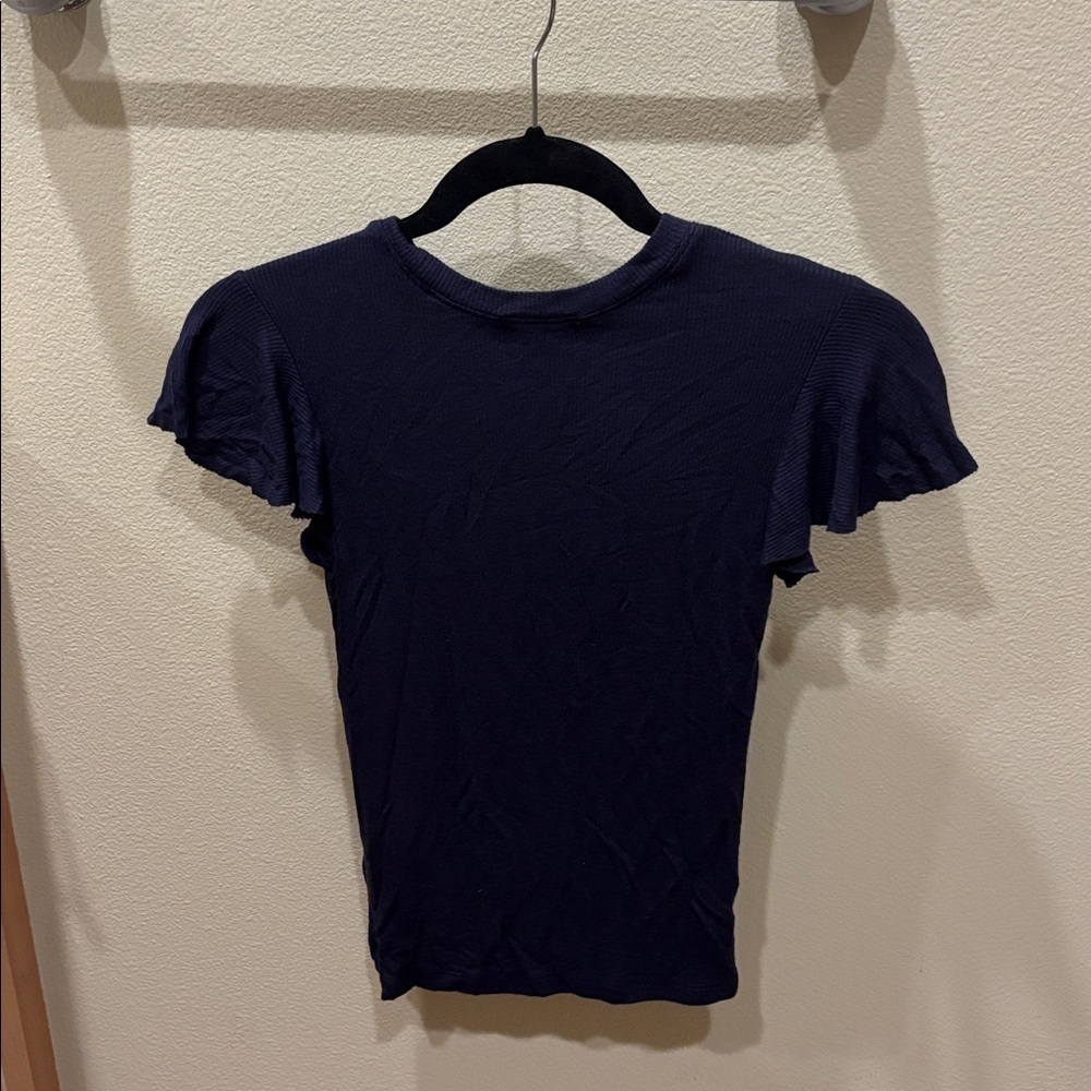 Goldie Navy Ruffle Sleeve Tee - Picture 8 of 10